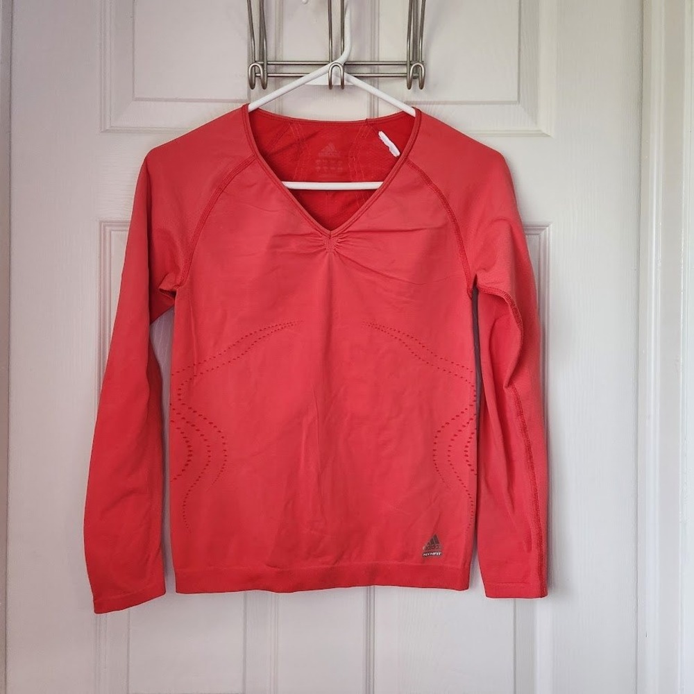 Adidas Techfit Climacool Long Sleeve Compression Top Coral Red Womens Small 253